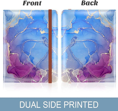 Passport Holder for Travel Essentials, Passport Wallet Cover Case for Travel Must Haves Accessories, Passport Book Holders for Women and Men, Blue Purple Marble