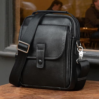 Augus Leather Small Messenger Bag For Men Crossbody Handbag Shoulder Sling Travel Bags for Men Purse Daypack Magnetic Buckle