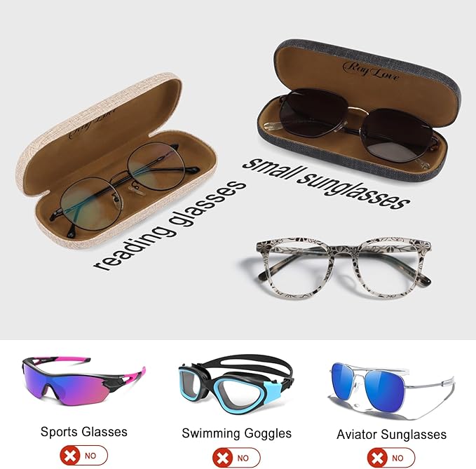 RayLove 3-Pack Hard Shell Eyeglasses Case Large Reading Glasses Hard Case