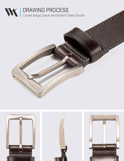 WOLFANT Men's 35mm Dress Casual Belt,100% Italian Full Grain Real Solid Leather