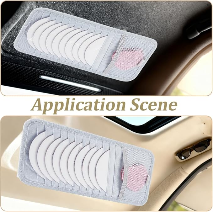 CREATCABIN Gray Sun Visor CD Case Holder for Car Vehicle Visor Storage Organizer with 12 DVD Storage Sleeves 1 Mesh Pocket 1 Pen Holder and Elastic Strap Multi-Function Sun Organizer 12.6x6Inch