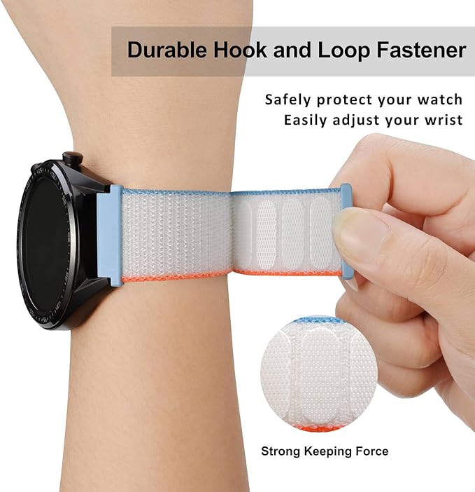 WOCCI 18mm Adjustable Nylon Watch Band, Quick Release Sport Loop Strap (White)