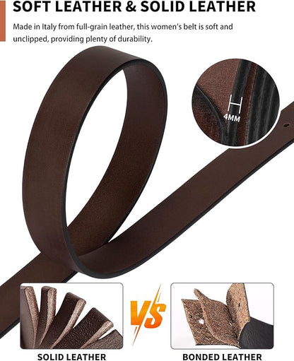 Womens Belts for Jeans Genuine Leather Belt Vintage Solid Brass Circle buckle Gift Box Packaging