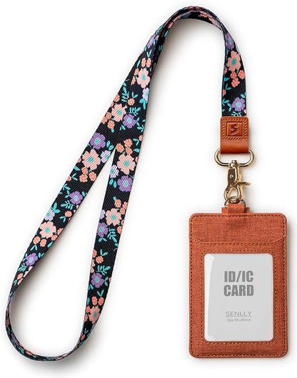 SENLLY ID Badge Holder Gift with Cute Neck Lanyard Strap, 2 Card Slots and 1 Clear ID Window, for Women and Men