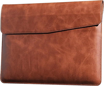 13 Inch Leather Laptop Sleeve Compatible with MacBook Neo 13" 2026 & MacBook Air/Pro 13" (M5/M4/M3/M2/M1, 2025-2018), Magnetic Buckle Closure Protective Case Cover,Brown