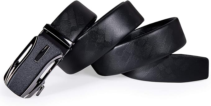 Dubulle Designer Mens Belts, Sliding Automatic Buckle Ratchet Dress Belt TOP Genuine Leather Strap Gifts