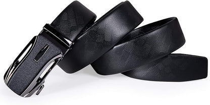 Dubulle Designer Mens Belts, Sliding Automatic Buckle Ratchet Dress Belt TOP Genuine Leather Strap Gifts