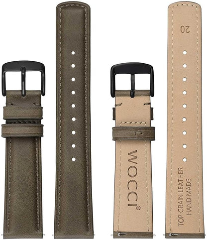 WOCCI Quick Release Watch Band, Distressed Genuine Leather, Stainless Steel Buckle, Strap Width 18mm 19mm 20mm 22mm 24mm