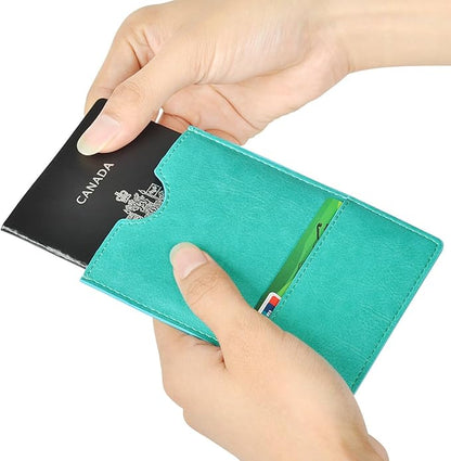 XEYOU Passport Holder Cover - Ultra Slim Premium Vegan Leather Travel Wallet Case Cover (Green)