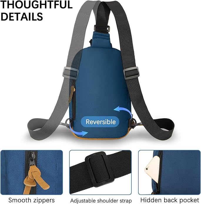 Goloni Sling Bag for Men Women, Crossbody Shoulder Bag with Multiple Pockets, Lightweight Casual Daypack for Travel