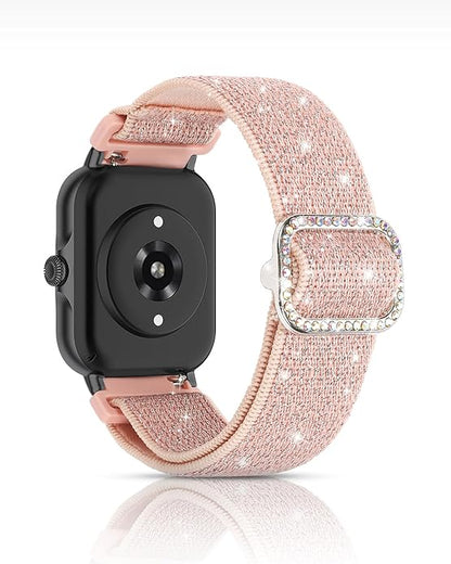 Sparkly Elastic Nylon Bands Compatible with Woneligo/Fitpolo Smart Watch IDW13, 22mm Stretchy Straps for TOOBUR IDW19/ENOMIR IDW19/MILOUZ IDW19/Gydom IDW19/Faweio IDW19/Hoowel IDW19/Amzhero IDW19/Tensky IDW19/WNH IDW19 Smart Watch Glitter Bands for Women
