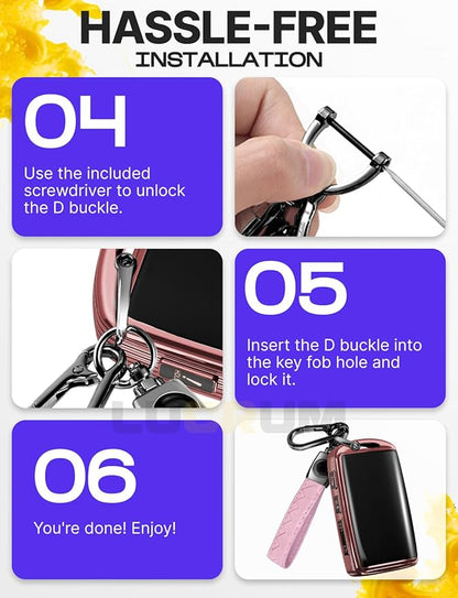 Lucrum Compatible with Mazda Key Fob Cover & Leather Keychain - TPU Case for 3, 6, CX-5 CX-9 CX-30 CX-50 CX-70 (2019-2025)