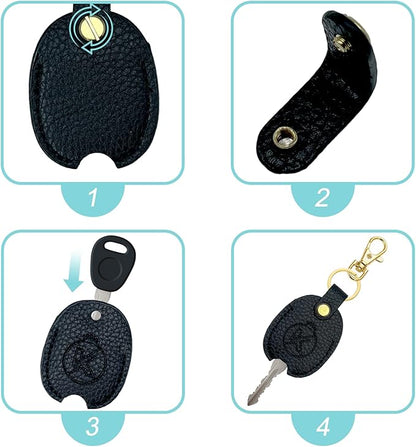 Leather Key Sleeve for Broken Key, Car Key Cover, Key Loop Replacment, Key Fod Protector Keychain for Women/Men