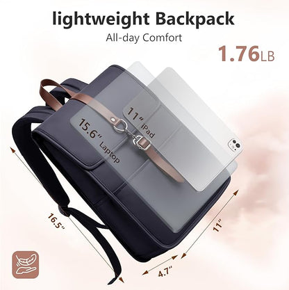 Laptop Backpack for Men Women, Slim Work Travel Backpack with USB Charging Port, Lightweight Computer College Backpack Bag, Vintage Commuter Casual Daypack Fits 15.6 Inch Laptop-Blue