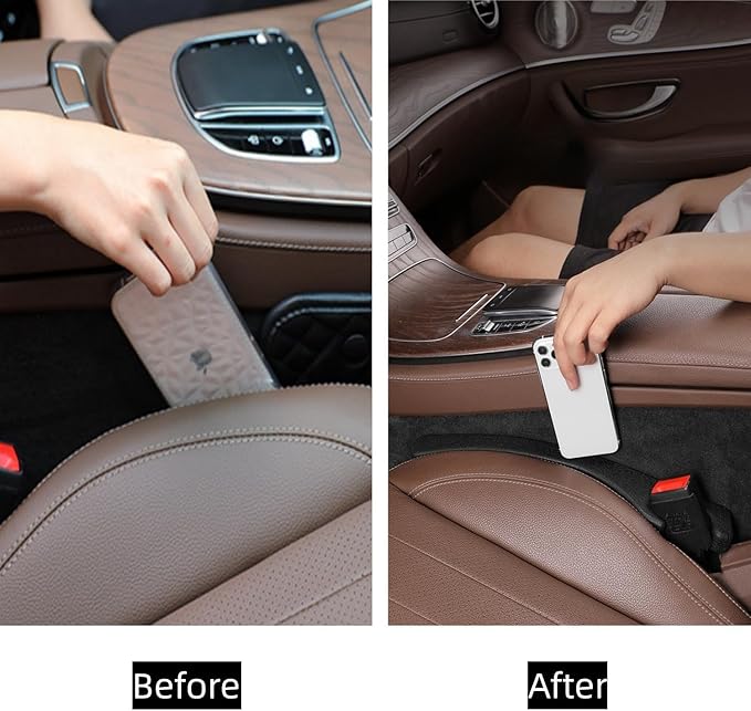 Car Seat Gap Filler Set of 2, Premium Interior Car Accessories, Multifunctional Car Storage Solution with Non-Slip Design, Fits Most Vehicles (Blacker)