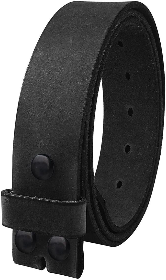 NPET Men's Full Grain Leather Belt Vintage Distressed Style with Snap-On Strap 1 1/2" Wide without Buckle