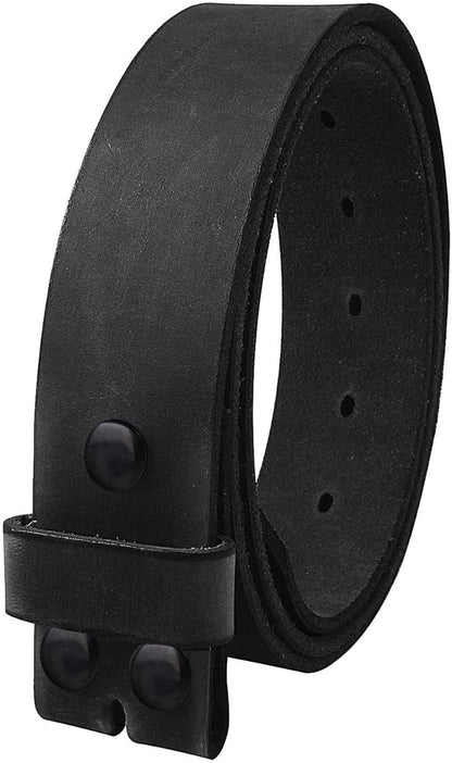 NPET Men's Full Grain Leather Belt Vintage Distressed Style with Snap-On Strap 1 1/2" Wide without Buckle