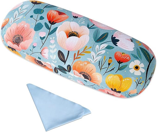 PERFECTSIGHT Hard Shell Eyeglasses Case, PU Leather Protective Glasses Case, Cute Eyeglass Case for Women Men Girls