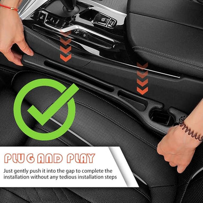 2PCS Car Seat Gap Filler Organizer with Storage Slots,Upgraded Car Gap Filler for Storing Phones,Keys,Items,Plug & Play No Drop Seat Guard for Cars Avoid Items Falling