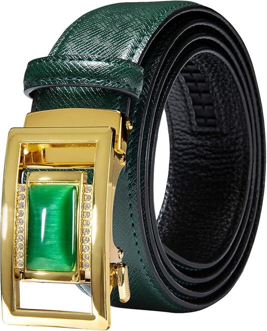 Barry.Wang Mens Belts Leather Ratchet Automatic Buckle Slide Click 1 3/8" Designer Dress Fashion Classic Casual Work Business
