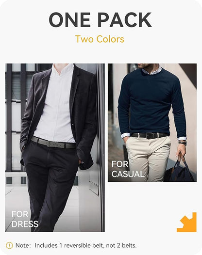 CHAOREN Reversible Belt Men 1 Piece - 1.25" Leather Dress Belt - Trim to Fit for Elegant Style