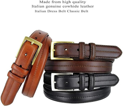 Men's Oil-Tanned Genuine Leather Dress Classic Belt 1-1/8"(30mm) or 1-3/8"(35mm) Wide One Piece Dress Belt