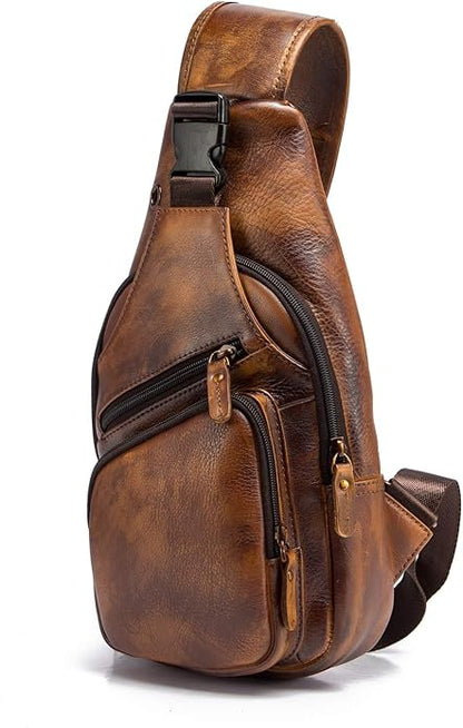 Le'aokuu Men Fashion Casual Tea Designer Travel Hiking Crossbody Chest Sling Bag Rig One Shoulder Strap Bag Men Leather 8015 | Fashion, Casual, Tea, Designer, Travel, Hiking