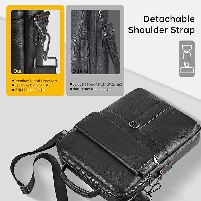 11 inch iPad Sleeve Carrying Leather Bag for 2026 iPad Pro 11 M5 M4 & iPad Air 11 M4 M3 M2, iPad A16 with Magic Keyboard, Protective Padded Travel Shoulder Crossbody Case with Handle, Black