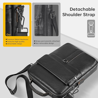11 inch iPad Sleeve Carrying Leather Bag for 2026 iPad Pro 11 M5 M4 & iPad Air 11 M4 M3 M2, iPad A16 with Magic Keyboard, Protective Padded Travel Shoulder Crossbody Case with Handle, Black