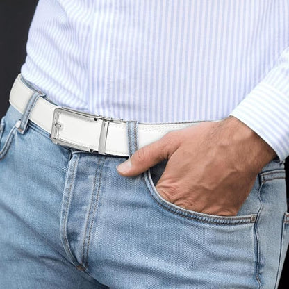 Founders & C Men's Leather Ratchet Comfort Click Belt Dress with Slide Buckle -Adjustable Trim to Fit