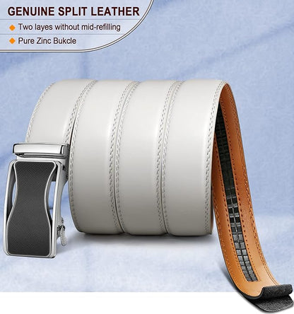 BULLIANT Mens Ratchet Belt,Leather Adjustable Slide Belt For Gift Mens Dress Casual 1 3/8",Size Adjustable