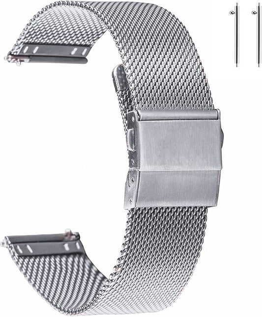 EACHE Stainless Steel Mesh Watch Band for Men Women, Quick Release Mesh Watch Straps 12mm 14mm 16mm 18mm 20mm 22mm