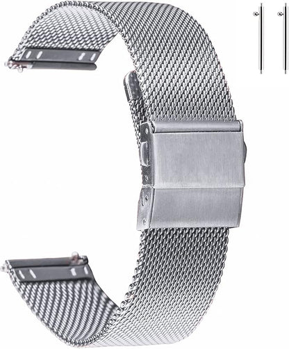 EACHE Stainless Steel Mesh Watch Band for Men Women, Quick Release Mesh Watch Straps 12mm 14mm 16mm 18mm 20mm 22mm
