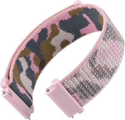 WOCCI 16mm Adjustable Nylon Watch Band, Quick Release Sport Loop Strap (Pink Camo)