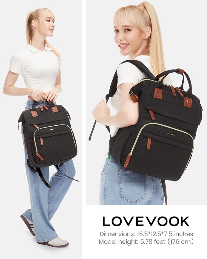 LOVEVOOK Laptop Backpack for Women, 15.6'' Waterproof Nurse Bag Teacher Work Backpack Purse for Women, Travel Computer Backpack for College Office Business Ladies