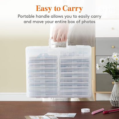 Lifewit 4x6 Photo Storage Box, 18 pcs Inner Photo Case with Lids, Clear Photo Organizers with 1 Sheet Label Sticker, Plastic Craft Storage Box for Seeds Sticker Cards Pictures Stamps Office Supplies
