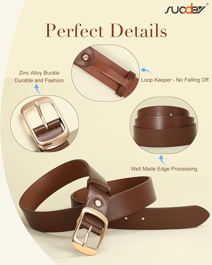 SUOSDEY Women Belts For Jeans Dresses Pants Ladies Leather Waist Belt with Elegant Buckle, Width 1.3"