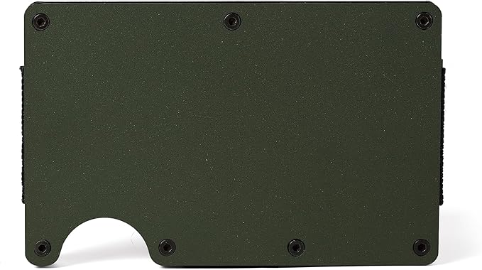 Minimalist Carbon Fiber Wallet for Men, Money Clip Cash Strap Wallet, RFID Blocking Metal Wallet Aluminum Card Holder,Front Pocket Wallet(Matte Green)