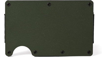 Minimalist Carbon Fiber Wallet for Men, Money Clip Cash Strap Wallet, RFID Blocking Metal Wallet Aluminum Card Holder,Front Pocket Wallet(Matte Green)