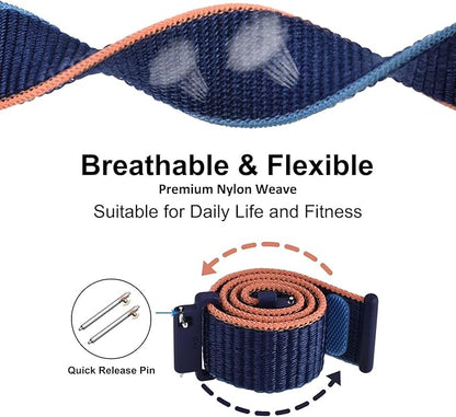 WOCCI 19mm Adjustable Nylon Watch Band, Quick Release Sport Loop Strap (Navy Blue)
