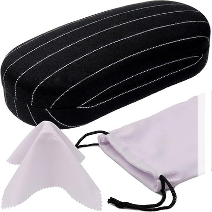 MyEyeglassCase - Large Sunglasses Case - Hard Glasses Case Holder w/Pouch & Cloth - Eyeglass Case Aviator Frames Men & Women