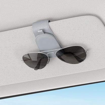 Sotfamily Sunglass Holder for Car Visor, Suede Cloth Magnetic Sunglass Organizer for Car Accessories, 2 Packs, Light Gray