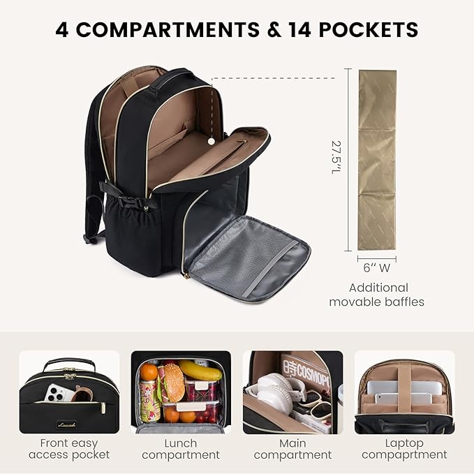 LOVEVOOK Lunch Backpack with Lunch Compartment,15.6Inch Laptop Work Travel Insulated Cooler Backpack Purse,Waterproof College Teacher Lunch Bag Box with Tumbler Holder,Gift for Men Women,Leopard print