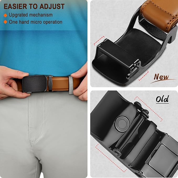 BULLIANT Men's Ratchet Belt Nontrimmable-Click Belt Adjustable for Men Gift Lightweight 1 3/8"
