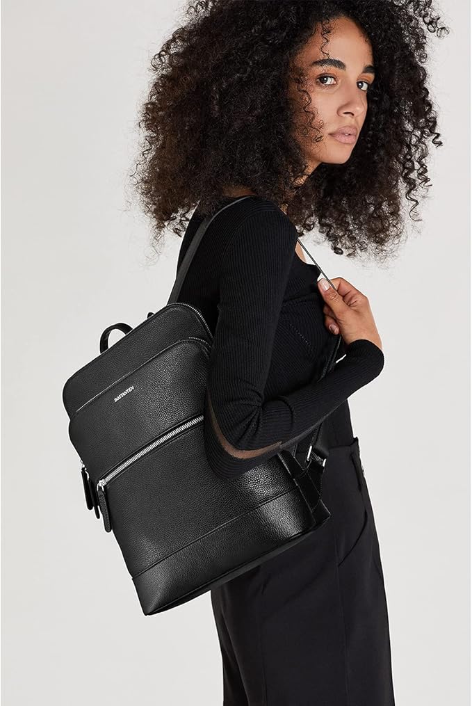 BOSTANTEN Leather Laptop Backpack for Women 15.6 inch Computer Bag Travel Work Daypack Large Size Bag
