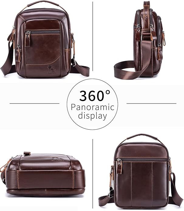 Premium Leather Men's Crossbody -Organized Storage & Durable,Stylish for Daily Carry