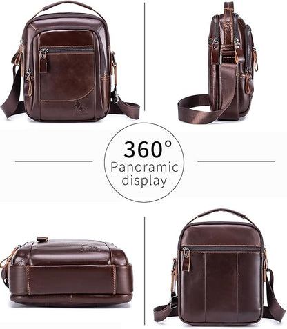 Premium Leather Men's Crossbody -Organized Storage & Durable,Stylish for Daily Carry