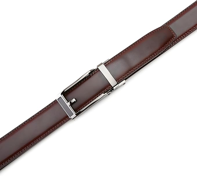 Men's Belt, Leather Ratchet Belt For Men's Dress 3.0cm,1 1/8" Size Adjusted Automatic Buckle