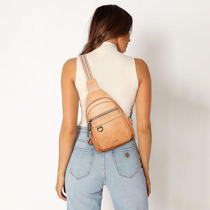 Leresas 7L Sling Bag for Women Men Vegan Leather Crossbody Bags Fanny Pack Purse Backpack Over Shoulder Bag Travel Anti Theft