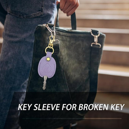 Leather Key Sleeve for Broken Key, Car Key Cover, Key Loop Replacment, Key Fod Protector Keychain for Women/Men